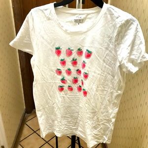 J Crew Factory Strawberry Tee NWOT Medium LOW BALL OFFERS BLOCKRD